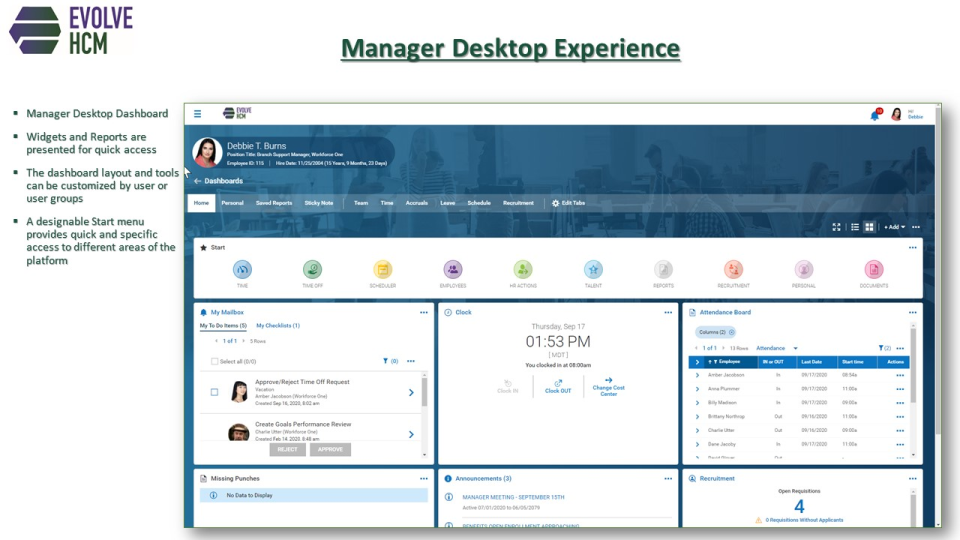 screenshot of Evolve HCM